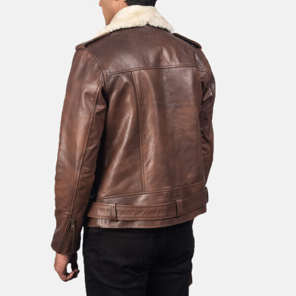 Furton Brown Leather Biker Jacket - Image 6