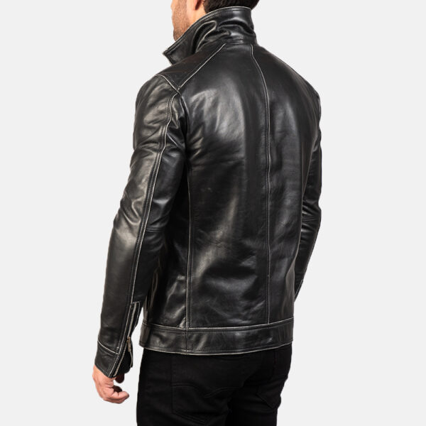 Hudson Black Leather Biker Jacket - Image 5