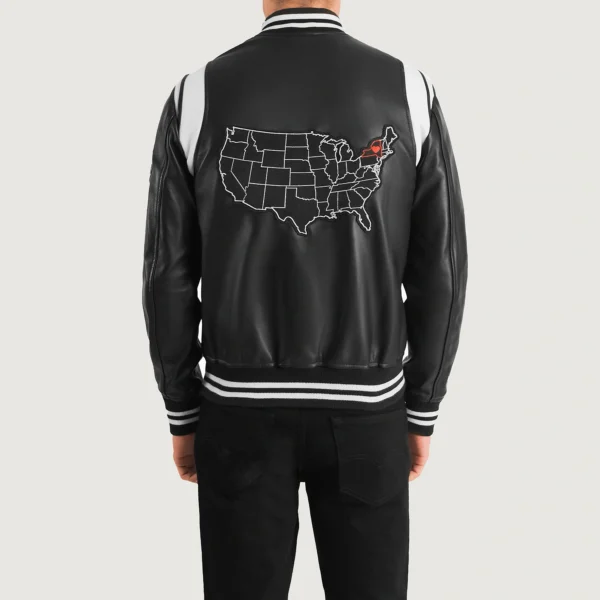 Liberte New York Black Leather Varsity Jacket - Image 6