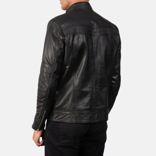 Mack Black Leather Biker Jacket - Image 4