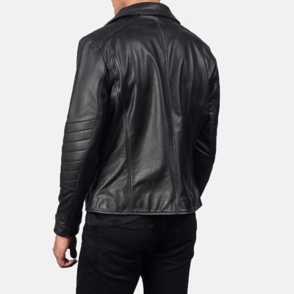 Raiden Black Leather Biker Jacket - Image 4