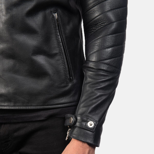 Raiden Black Leather Biker Jacket - Image 6