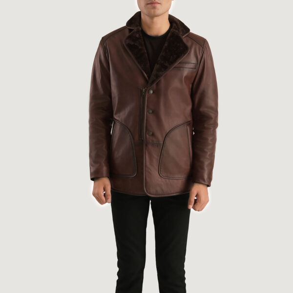 Rocky Brown Fur Leather Coat - Image 6