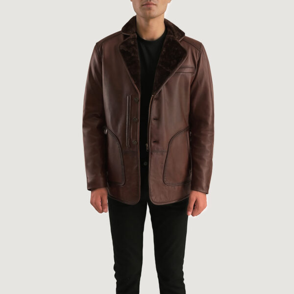 Rocky Brown Fur Leather Coat - Image 3