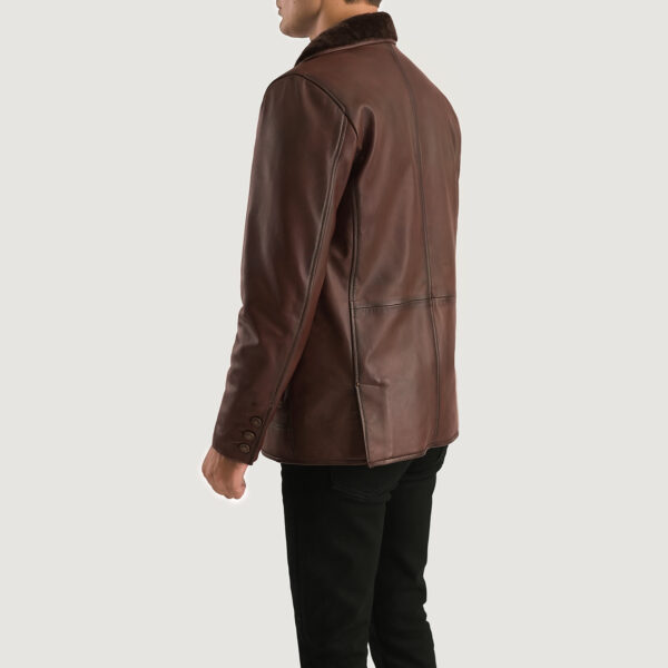 Rocky Brown Fur Leather Coat - Image 5