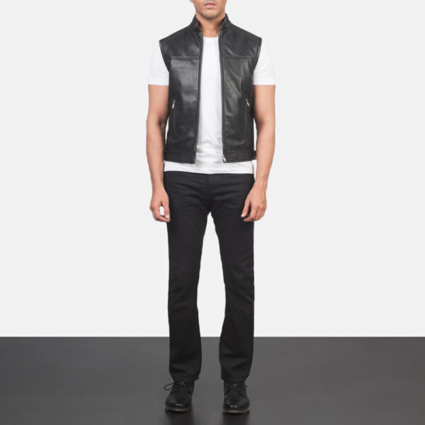 Roland Black Leather Biker Vest