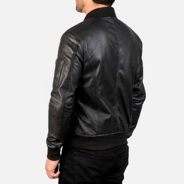 Bomia Ma-1 Black Leather Bomber Jacket - Image 4