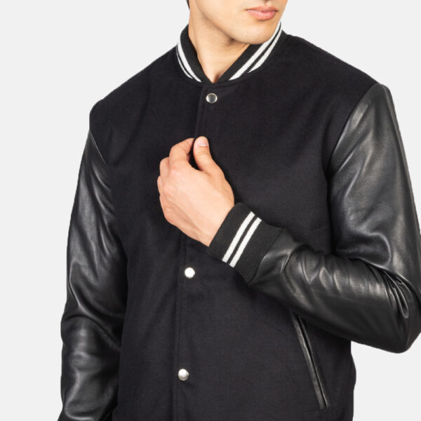 Vaxton Black Striped Hybrid Varsity Jacket - Image 3