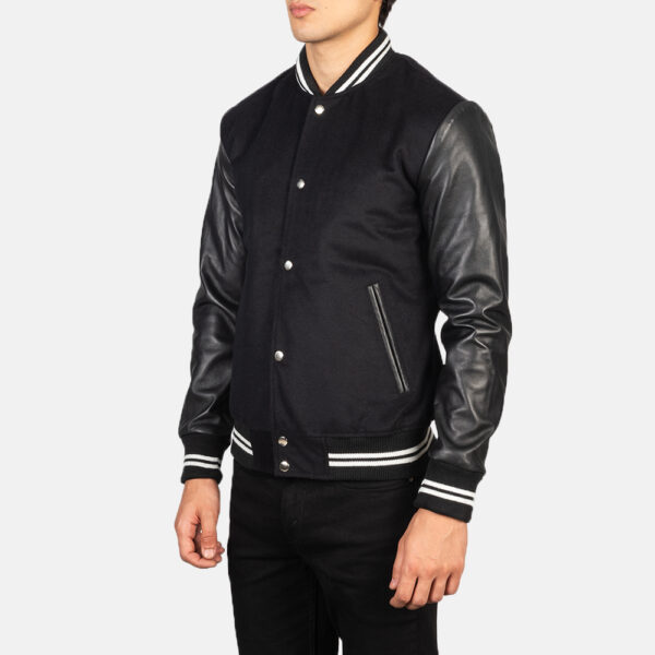 Vaxton Black Striped Hybrid Varsity Jacket - Image 5