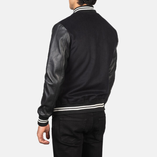 Vaxton Black Striped Hybrid Varsity Jacket - Image 6