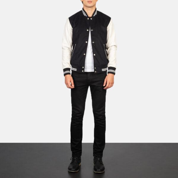 Vaxton Black & White Hybrid Varsity Jacket - Image 3