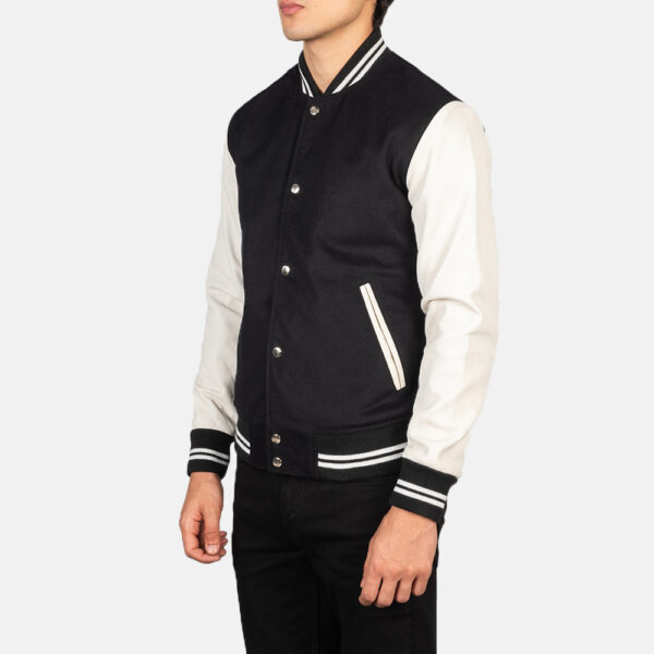 Vaxton Black & White Hybrid Varsity Jacket - Image 5