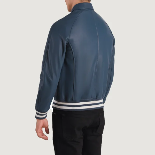 Walton Blue Leather Varsity Jacket - Image 6