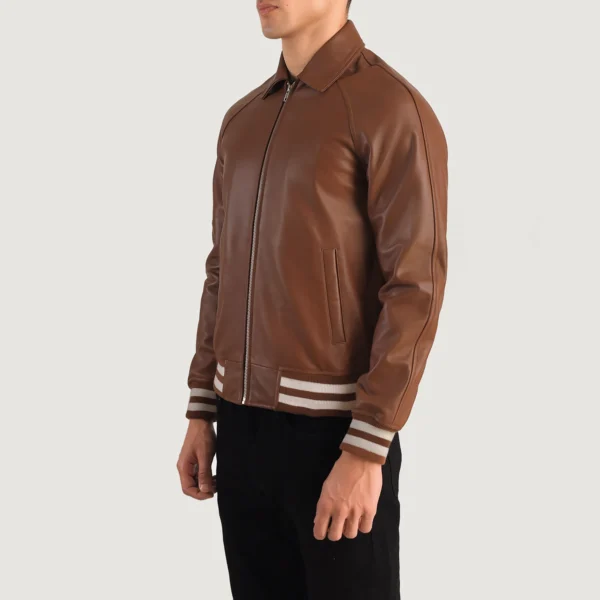 Walton Brown Leather Varsity Jacket - Image 4