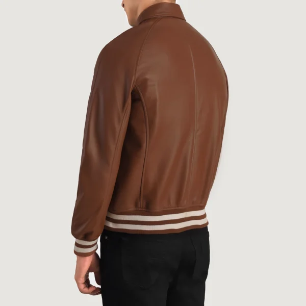 Walton Brown Leather Varsity Jacket - Image 5