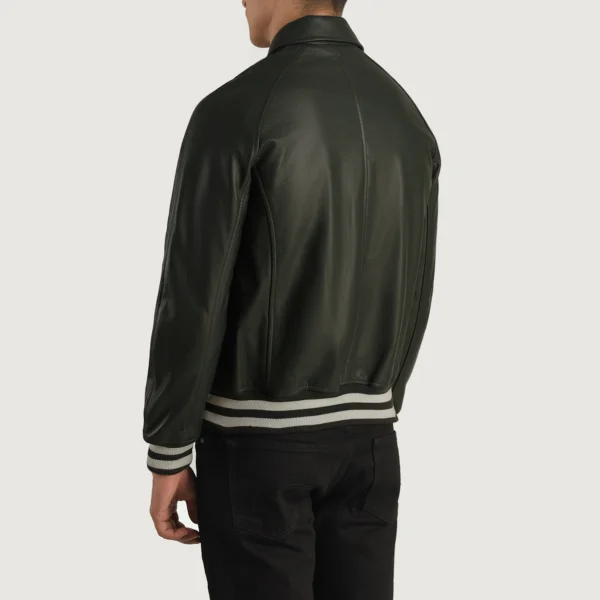 Walton Green Leather Varsity Jacket - Image 6