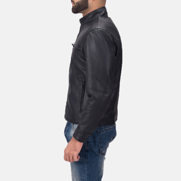 Austere Matte Black Leather Biker Jacket - Image 4