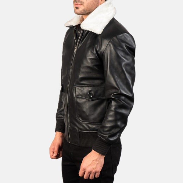 Airin G-1 Black & White Leather Bomber Jacket - Image 4