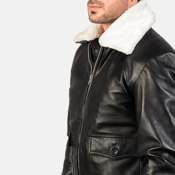 Airin G-1 Black & White Leather Bomber Jacket - Image 5