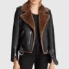 Adah Black Shearling Leather Jacket