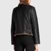 Black Shearling Leather Jacket for Women