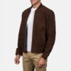 Men's Brown Suede Bomber Jacket