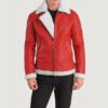 Red Leather Bomber Jacket for Men