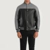 Terrance Black and Gray Varsity Leather Jacket