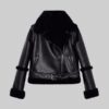 Only Murders In The Building Selena Gomez Black Shearling Leather Jacket