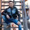 Punisher black motorcycle leather jacket