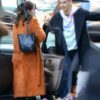 Selena Gomez Orange Fur Coat