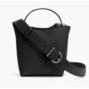 Stylish Black Leather Mini Bucket Bag Purse