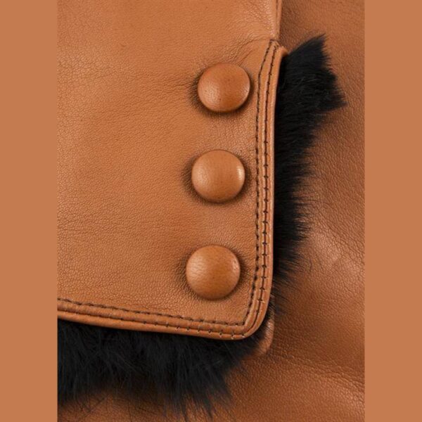 Womens Brown Leather Gloves With Fur Lining