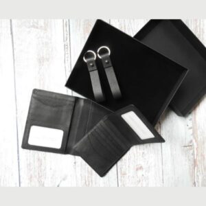 Black Leather Wallet Set