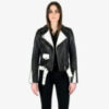 Black And White Leather Biker Jacket 02