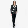 Black And White Leather Biker Jacket 03