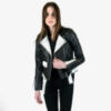 Black And White Leather Biker Jacket 04