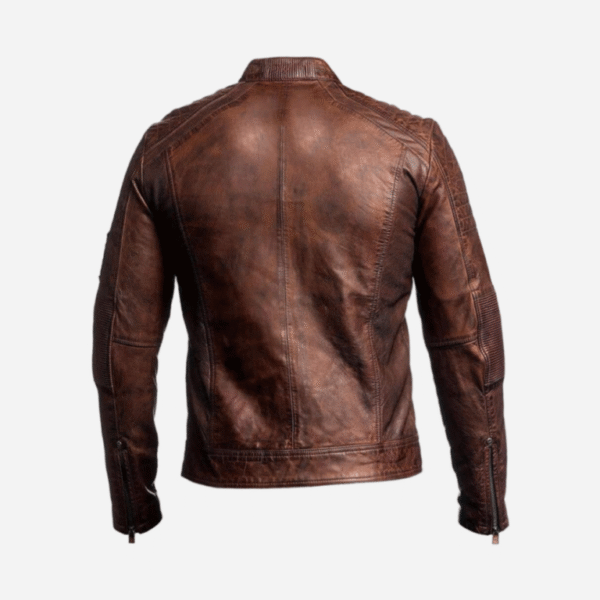 Classic Edge with the Brown Cafe Racer Leather Jacket 03