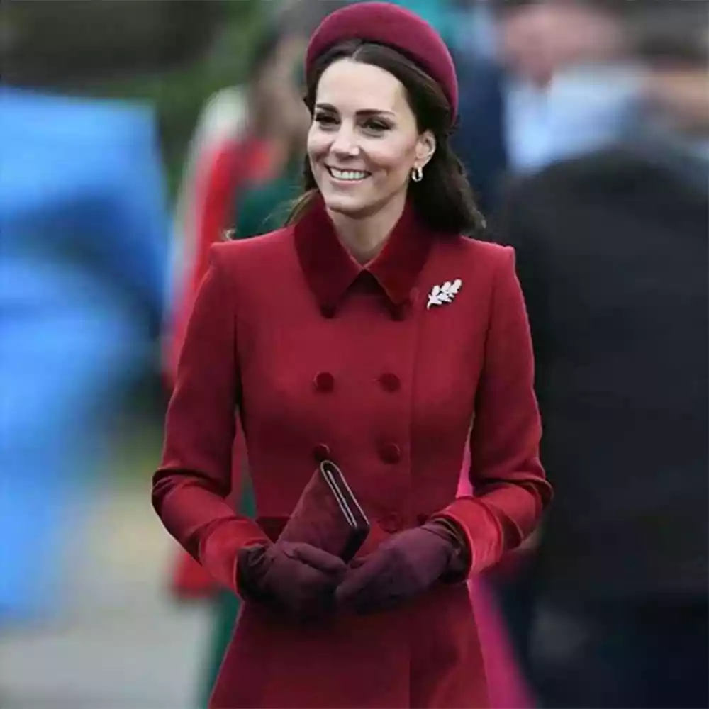 Princess Kate Middleton Red Long Wool Coat 02