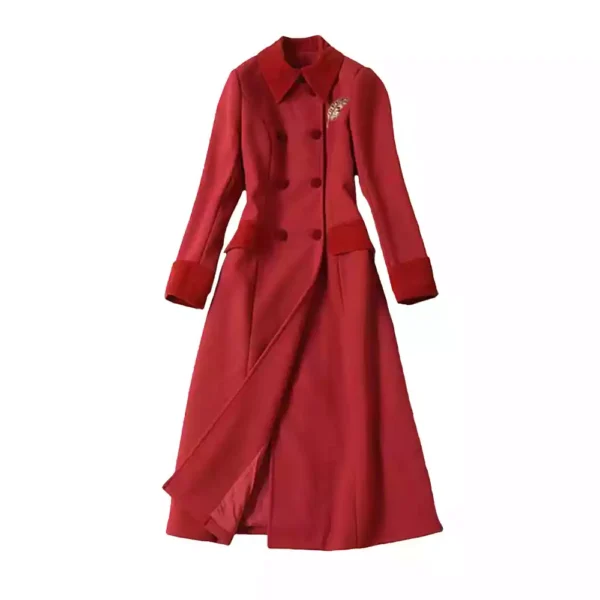 Princess Kate Middleton Red Long Wool Coat 05