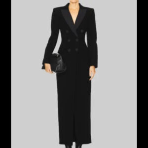 Selena Gomez Black Long Coat For Women 01