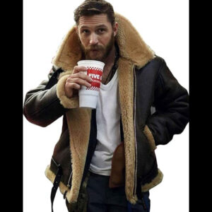 Tom Hardy Shearling Lining Brown Leather Jacket 01