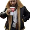 Tom Hardy Shearling Lining Brown Leather Jacket 01