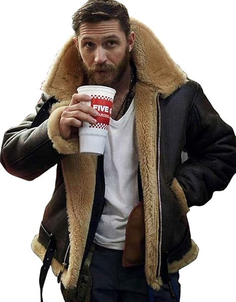 Tom Hardy Shearling Lining Brown Leather Jacket 01