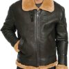 Tom Hardy Shearling Lining Brown Leather Jacket 02