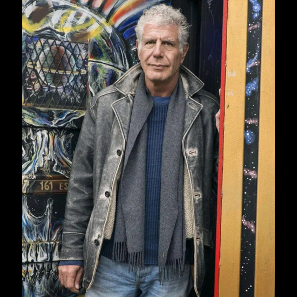 Anthony Bourdain Grey Leather Jacket 01