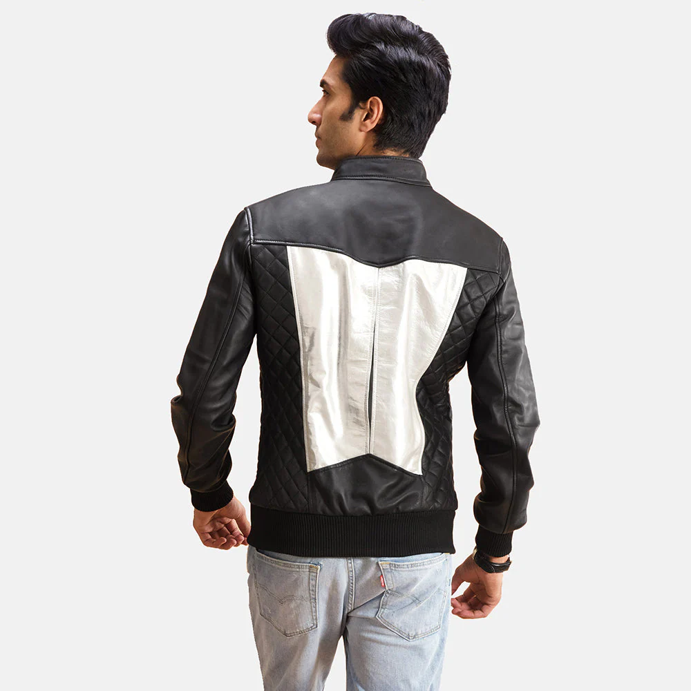Black And Silver varsity Jacket For Men 03