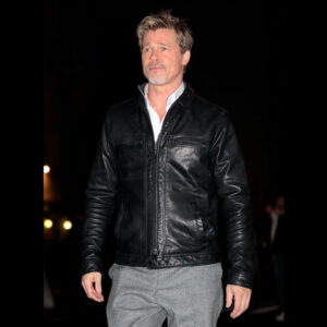 Brad Pitt Black Leather Jacket 01