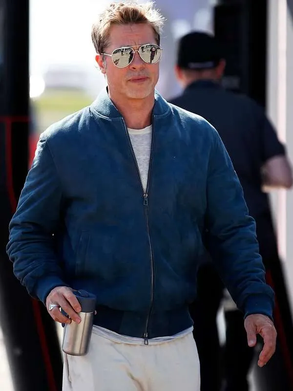 Brad Pitt blue Bomber Jacket from F1 2025 03