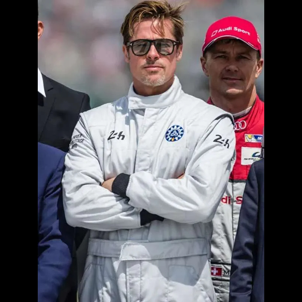 Brad Pitt white Hoodie From Sonny Hayes Movie F1 2025 01